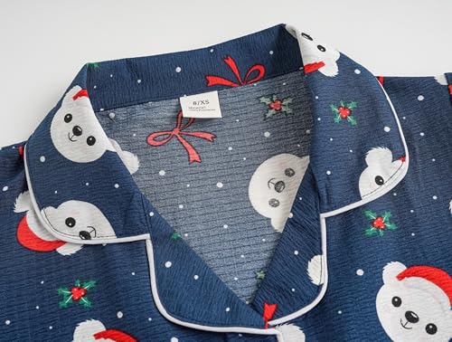Image of Hupohoi Big Girls Button Down Pajama Set 3pcs Short Sleeve Long Pants with Shorts Crepe Wrinkled Fabric Sleepwear Nighty