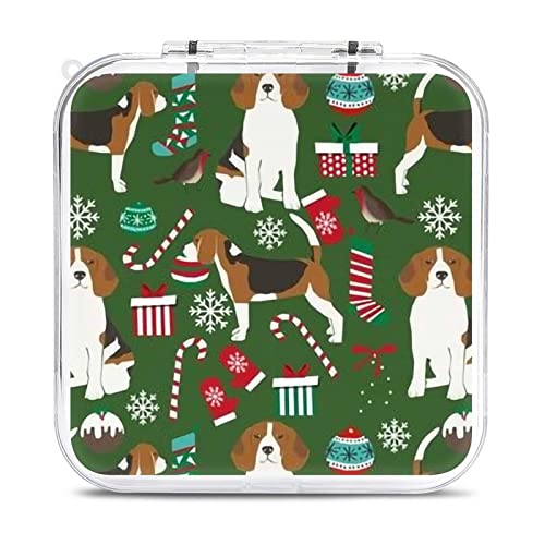 Beagles christmas fabric cute beagle dog christmas design christmas fabric candy canes cute Game Card Case for Swítch Protective Portable Case Box with 12 Cartridge Slots