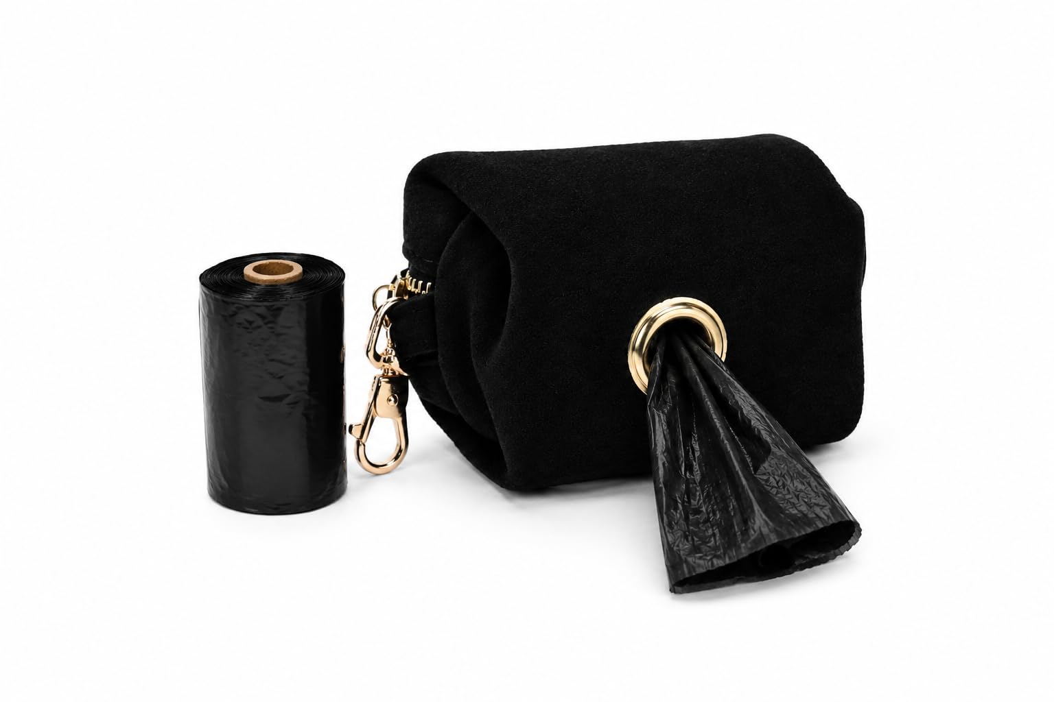 Flamingo Dozownik do torby na odchody Sueda Black - 8x5x5cm - 1 rolka w zestawie - z zamkiem błyskawicznym i karabińczykiem