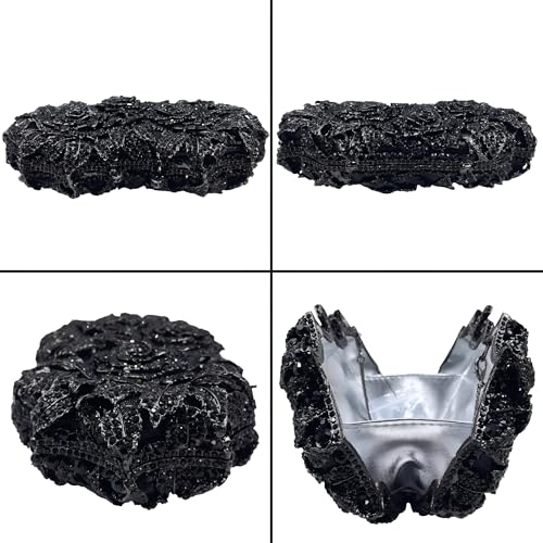 Image of Boutique De FGG Mini Flower Evening Bags For Women Formal,Party Rhinestone Clutch Purses,Wedding Floral Crystal Clutch Bag