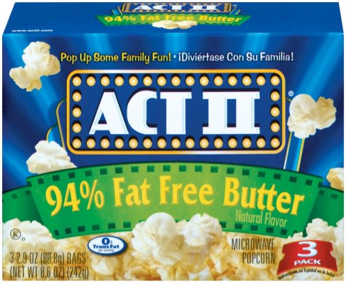 Act II Popcorn, 94% Fat Free Butter Flavored, 3-Count Boxes (Pack of 12)