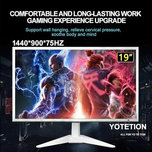 Image of 19-inch Full HD 75Hz Small Thin Monitor for laptops White, Computers and desktops, HD+ 1440 x 900p, Anti-Glare, LED Display, VGA /HDMI Connection
