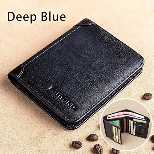 Men's Wallet PU Leather Trifold Wallets for Men Vintage Thin Short Multi Function ID Credit Card Holder Slim Purse Money Bag,Grey Blue2