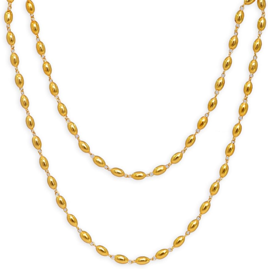 Adorelabel Designer Gold Plated Vintage Gold Beads Chain Necklace Matar Mala for Women and Girls