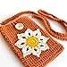 Caramel Brown Crochet Sunflower Phone Bag – Handmade Small Crossbody Purse for Women, Recycled Cotton Yarn Phone Holder with Strap, Fits Essentials • Phone • Cards • Cash
