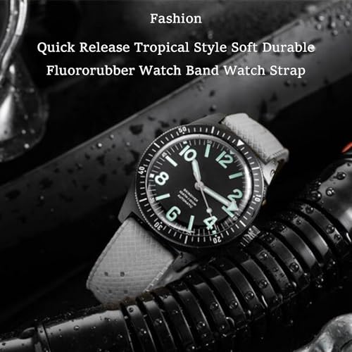 Image of FKM Rubber Watch Bands Tropical Style Quick Release Fluororubber Watch Strap 18mm 20mm 22mm Universal Soft Breathable Durable Sporty FKM Rubber Replacement Band Strap for Men Women