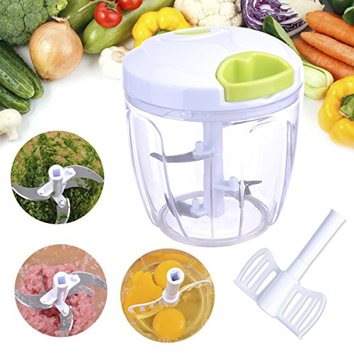 Acale - Picadora manual, cortador de verduras y frutas, picadora manual, corte, mezcla con 5 cuchillas (900 ml)
