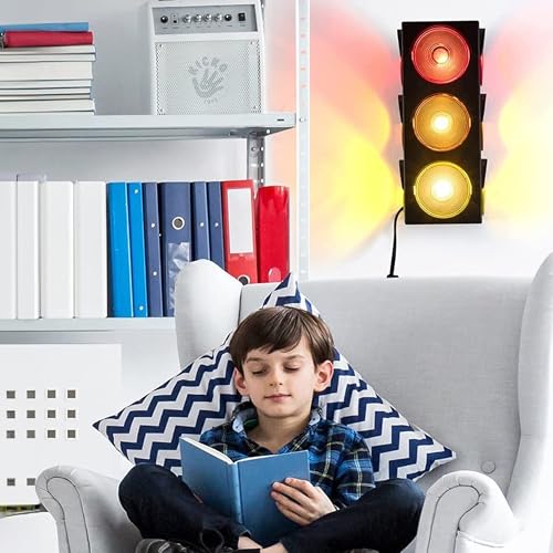 image for Kicko Traffic Light Lamp, 12.25 inch - Simulates Traffic Stop Light - 