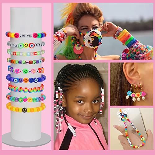 Lis Hegensa Bracelet Making Kit, Craft Bead Making Pony Beads, Polymer Clay Beads, Smiling Face Beads, Letter Beads, Jewelry Making Kit, Diy Handicraft Gifts For Girls Aged 6 To 12 #TOP4