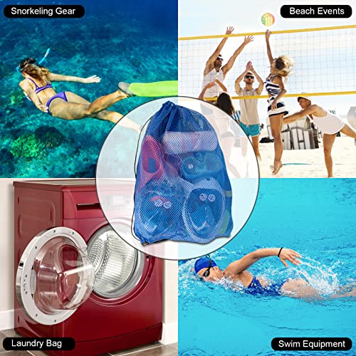 Rokoxin 3 Pack Mesh Gear Bag For Snorkel Scuba Swim Dive Gear Oversized Drawstring Net Bag For Sports Equipment, Gym,Beach, Toys, Balls, Laundry, 27" X 19" #TOP2