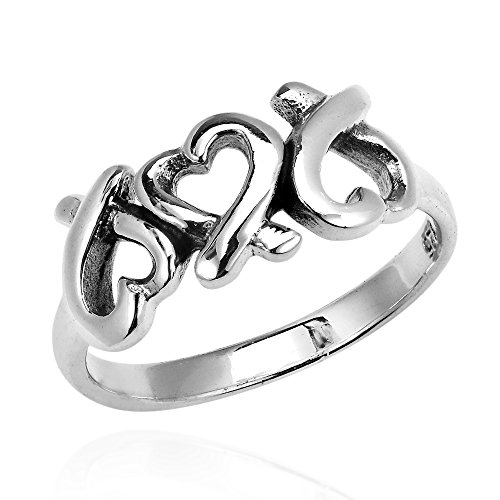 AeraVida Infinity Love Triple Hearts .925 Friendship Sterling Silver Promise Ring | Cute Wedding Rings For Women | Chic Comfort Fit Silver Rings for Women | Love Symbol | Sterling Silver Rings Sizes 6-9