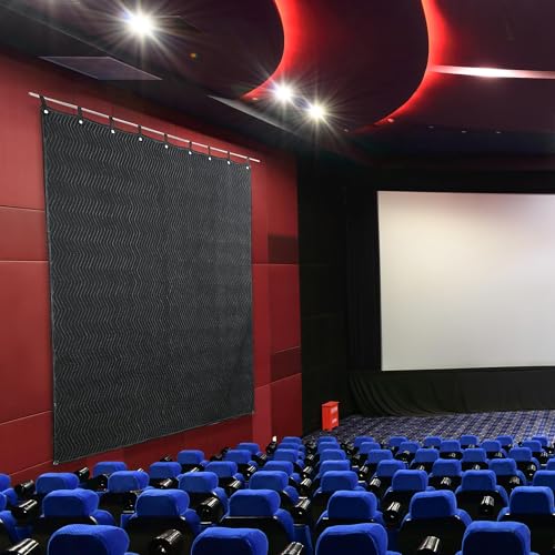 MABOZOO Studio Sound Blanket, Large Soundproof Blanket with Grommets, Heavy Duty Sound Dampening Noise Reducing Divider for Workshop, Basement, Laundry, Acoustic (Black, 48 * 72)