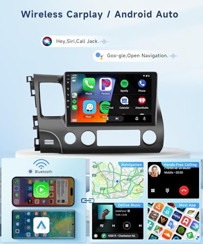 Image of Car Radio for Honda Civic 2006-2011 with Wireless CarPlay Android Auto