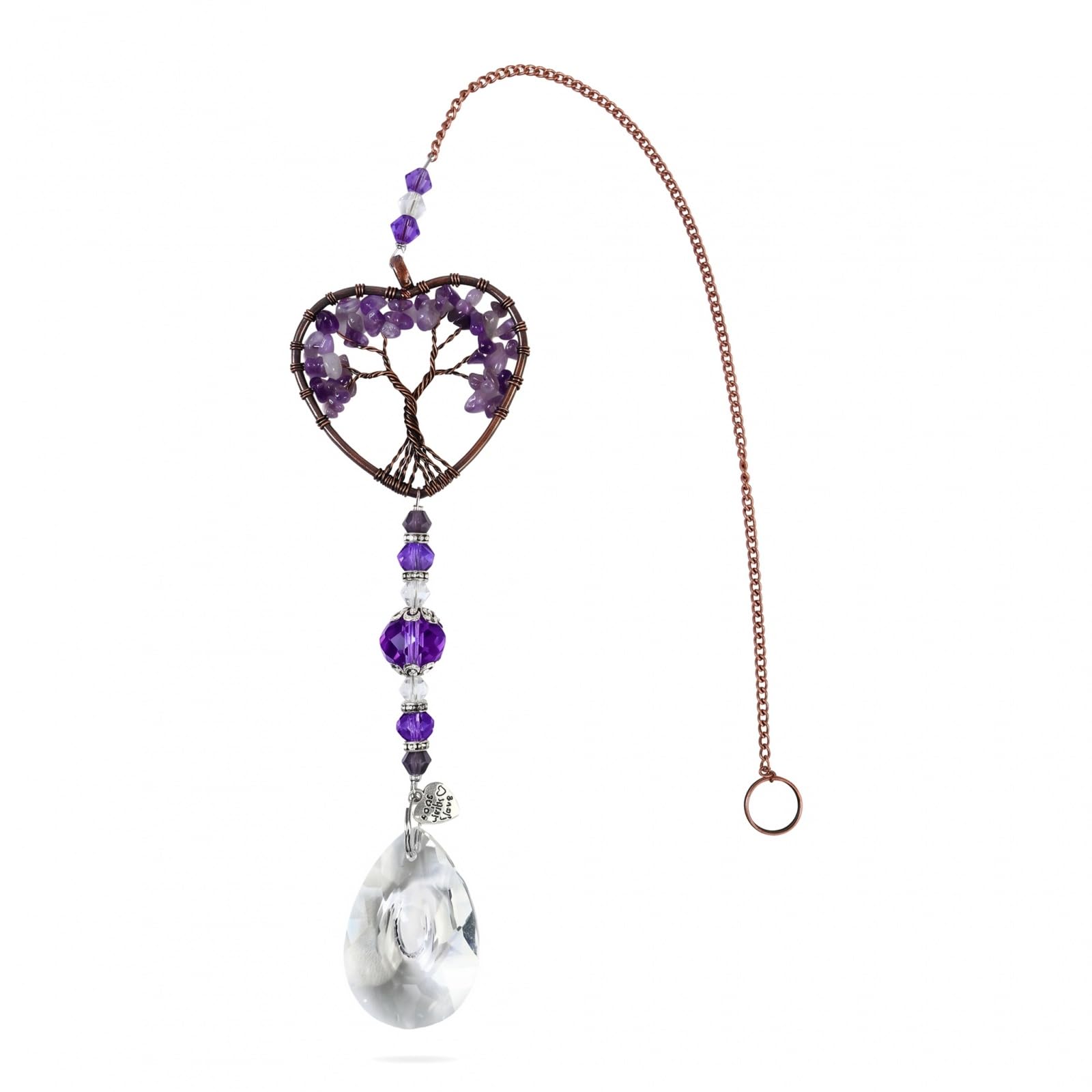 Tree of Life Suncatcher for Window - Hanging Crystal Sun Catcher with Amethyst Gemstone, Garden Decorations, Spiritual Gifts for Women, Chakra Healing Crystal Decor