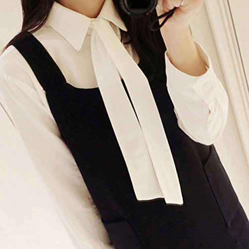 Women's Long Narrow Silky Ribbon Neck Tie Choker Belt Scarf, Beige, One Size2