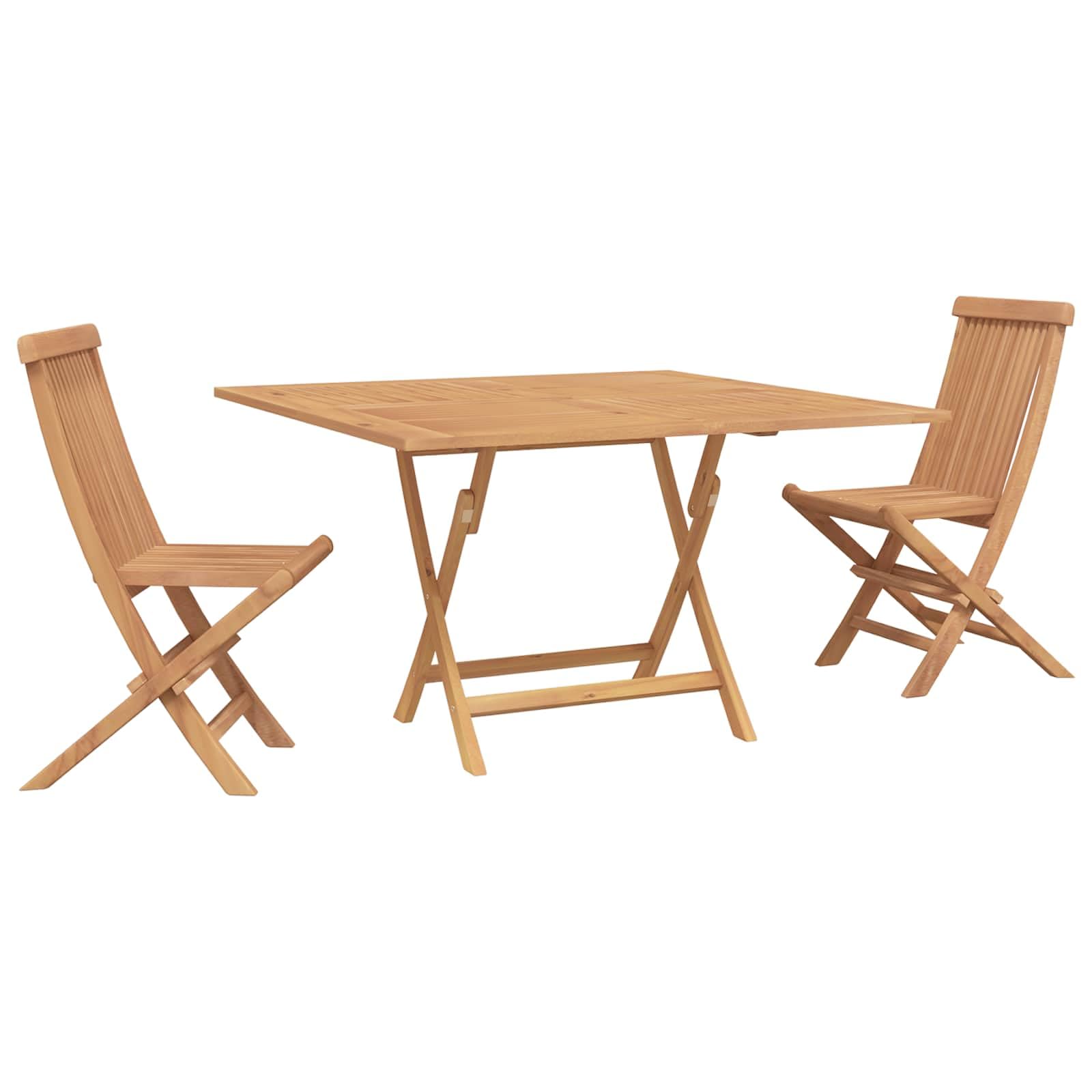 Ensemble de bistro de jardin 3 pièces marron en teck massif