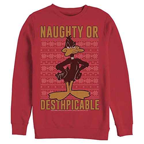 WARNER BROS Looney Tunes Daffy Sweater Mens Pullover Crew Fleece