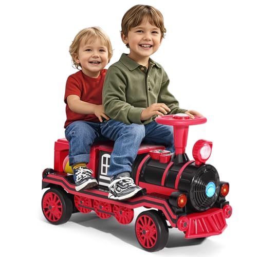 JOYLDIAS 2 Seater Ride On Train, 12V Kids Ride On