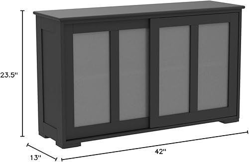 Miniatura 3 de Safeplus Aparador de buffet compacto de 42 pulgadas con puertas correderas de madera y estante ajustable para comedor, sala de estar