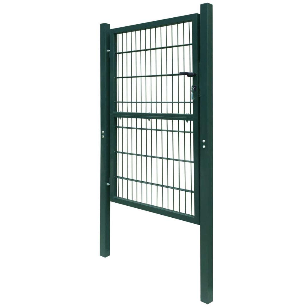 ShGaxin Cancela de Valla 2D Individual Verde 106x170 cm, Puertas Metalicas Exterior, Puerta Jardin, Valla De Jardin, Puerta De Jardín - 141749