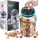 ★[Durchdachtes Design] - Einfacher können Sie mit den +/- Tasten am Deckel Münzen hinzufügen / entfernen, damit Ihre Ersparnisse korrekt erfasst werden können. Wenn Sie den falschen Wert abgelesen haben, können Sie ihn auch gedrückt halten, um ihn anzupassen. Nach 10 Minuten wird er automatisch in den Ruhezustand versetzt und der digitale LCD-Bildschirm zeichnet automatisch die gesparten Kosten auf.Die Zählung wird nicht gelöscht, beim Ersetzen der Batterie wird die Zählung nicht gelöscht.