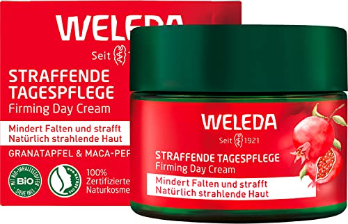 WELEDA Bio Straffende Tagespflege - Naturkosmetik Natural Anti Aging Gesichtscreme mit Granatapfelsamenöl & Maca-Peptiden. Feuchtigkeitscreme mindert Falten & erhöht Elastizität / Spannkraft (1x 40ml)