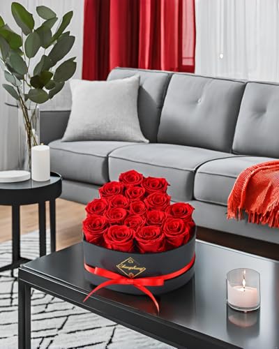 Changshunqi 16 Flowers Forever Preserved Roses in Heart Box, Preserved Flowers for Delivery Birthday Gifts Women Anniversary Forever Flowers for Mothers Gift Real Rose Forever Gifts for Women Mom Wife
