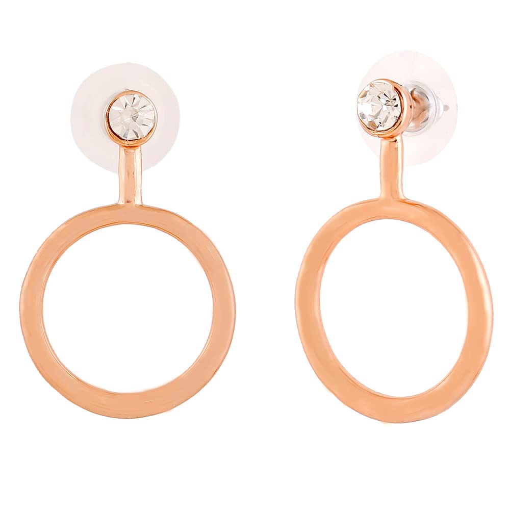 Plated Classic Stud Earrings with Red Enamel