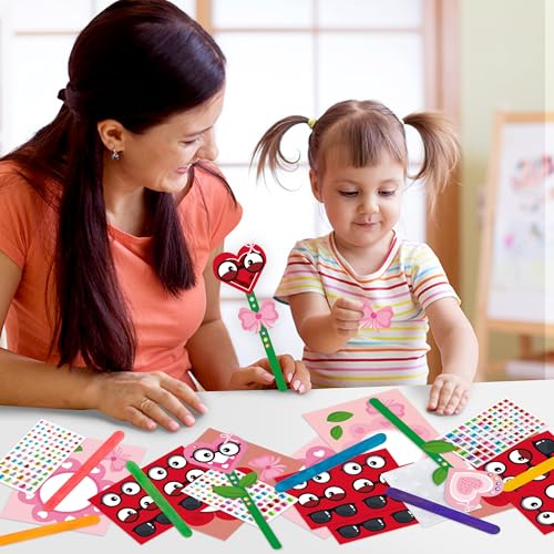 WATINC 36Pcs Mother's Day Flower Paper Craft Kit, Make Your Own Blessing Flowers Bouquets Gifts Crafts Decorations, DIY Art Craft Set Home School Classroom Fun Activities Party Decors for Mom Kids - Thumbnail 5