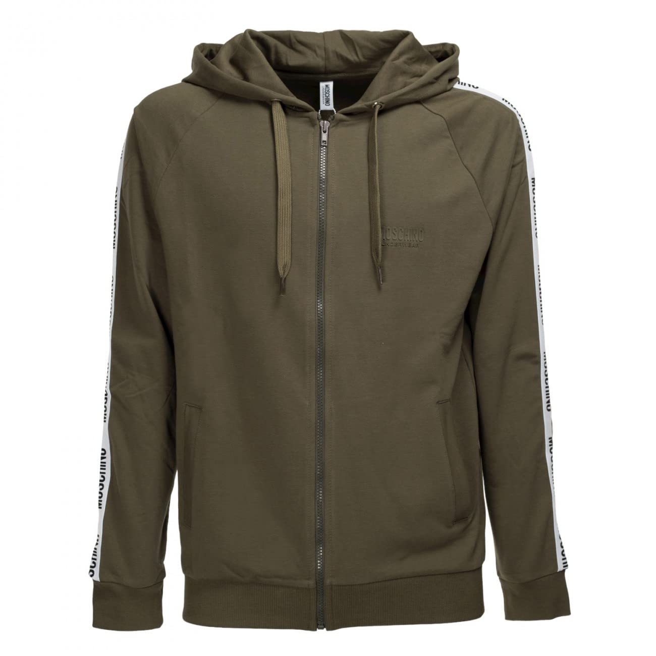 MOSCHINO Felpa uomo Zip e Cappuccio Logo Verde E23MO15 A1702 8104