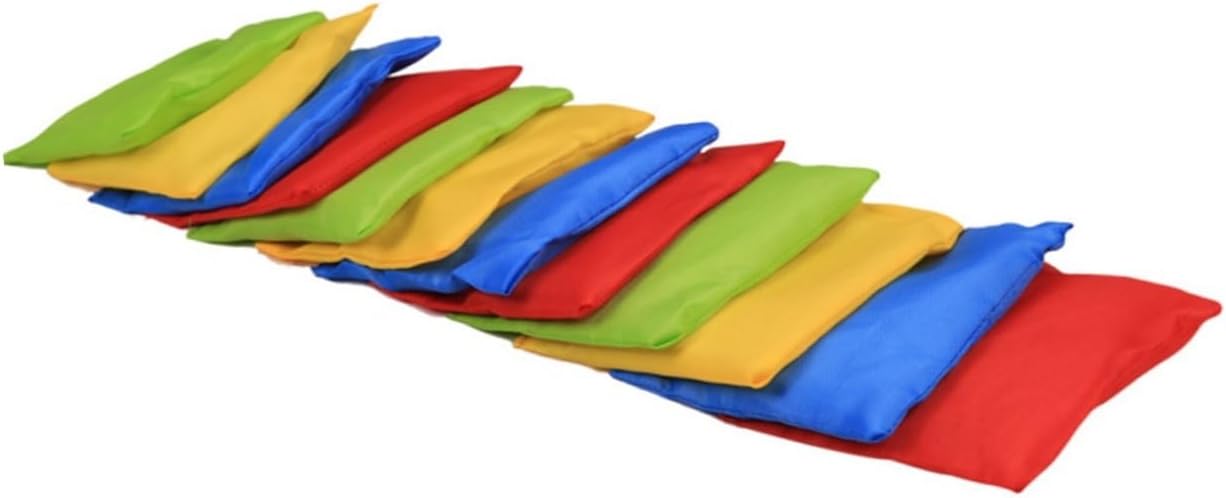 POPETPOP 12pcs Nylon Bean Bags for Boy Girl Playtime Game for Outdoor Indoor Fun Red Yellow Green Lightweight Sturdy Design for School Activities