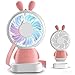 Alibuy Mini ventilador de mesa USB recargable silencioso ventilador de escritorio, funciona con pilas, 2 velocidades con luces LED coloridas para verano caliente (rosa)
