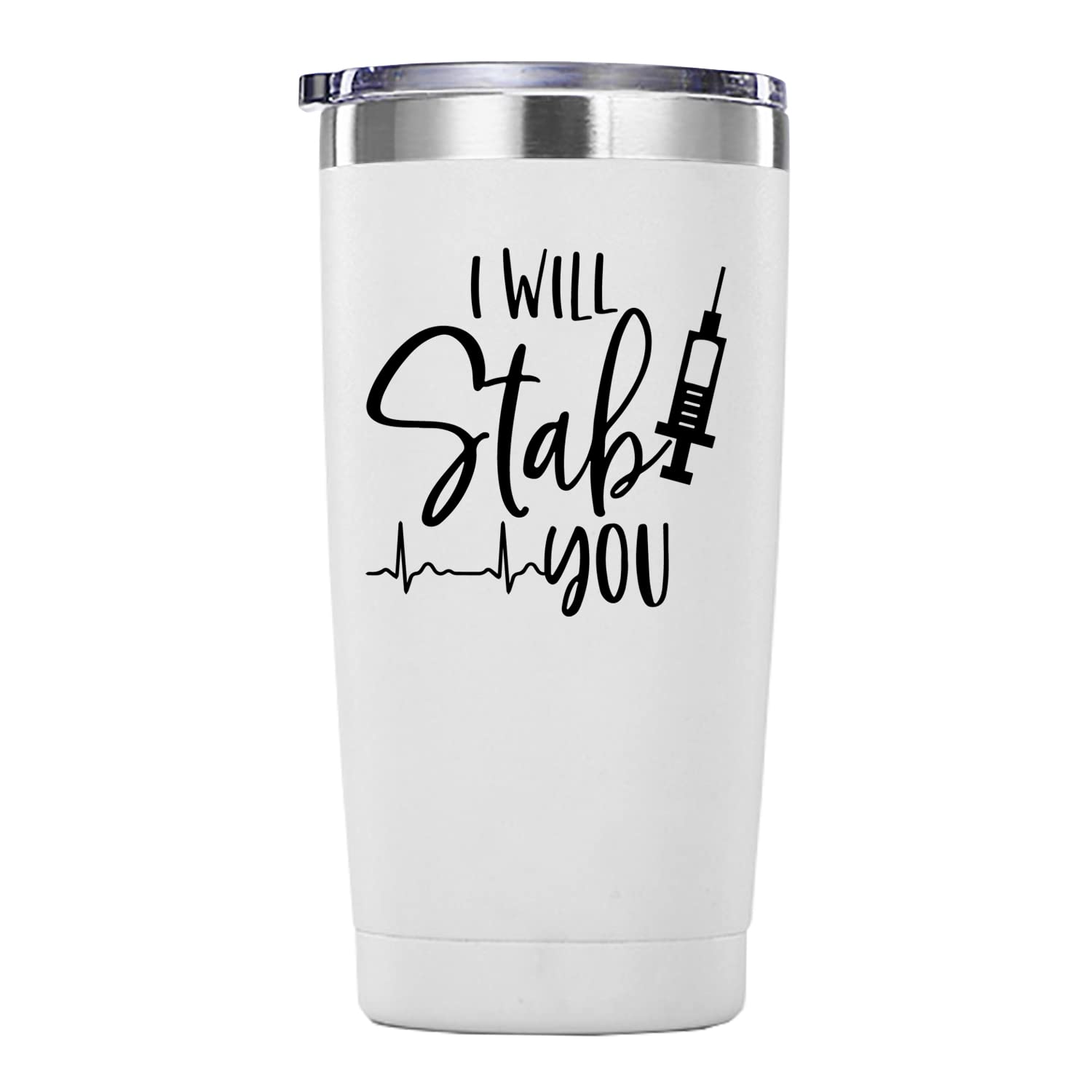 Nurse Gifts.I Will Stab You Tumbler Gifts.20 oz (White)Nursing Graduation Mug Gift for Nurses Birthday Christmas Appreciation Gifts.Funny Nurse Week Nurse Day Gag Gift for Nurse RN Nursing Student.