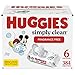 Baby Wipes, Unscented, Huggies Simply Clean Fragrance-Free Baby Diaper Wipes, 6 Flip-Top Packs (384 Wipes Total),64 Count (Pack of 6)