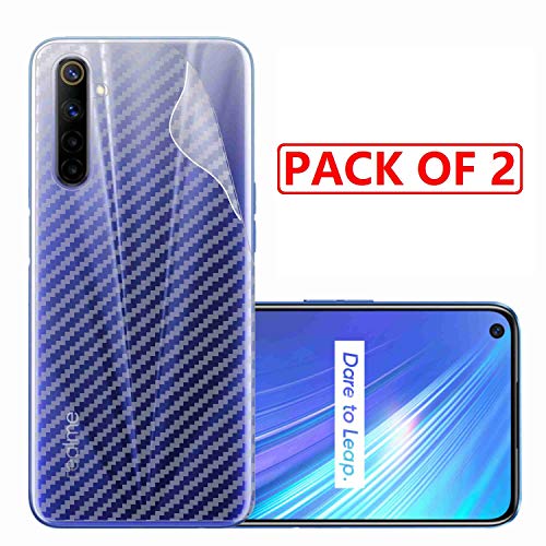 Image of Compatible with (Pack of 2) Oppo Realme 6 Back Screen Protective Film Carbon Fiber Skin Transparent Screen Guard Sticker