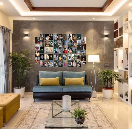 Image of Pack of 54 Grunge Wall Collage Kit Posters - 4 x 6 Inches Wall Decor Poster - Wall Art For Bedroom, Living room, Office - 1 Tissue Tape