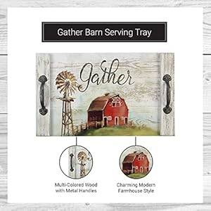 Young's Inc. Gather Barn Serving Tray - 16" W X 10" H - Modern Farmhouse Decor - Lap Trays for Eating Youngs Inc Gather Barn Serving Tray 16 W X 10 H Modern Farmhouse Decor Lap Trays for Eating