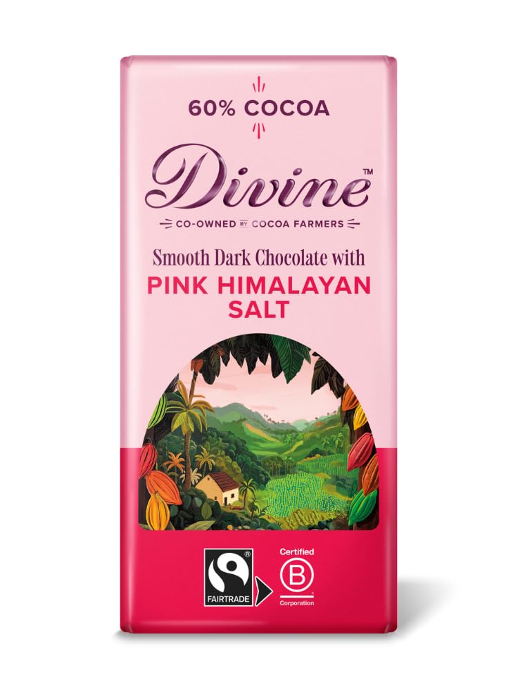 60% Cocoa Dark Chocolate with Pink Himalayan Salt 90g Bar – Fairtrade Dark Chocolate – Sweet & Salty – Ethical Premium Chocolate
