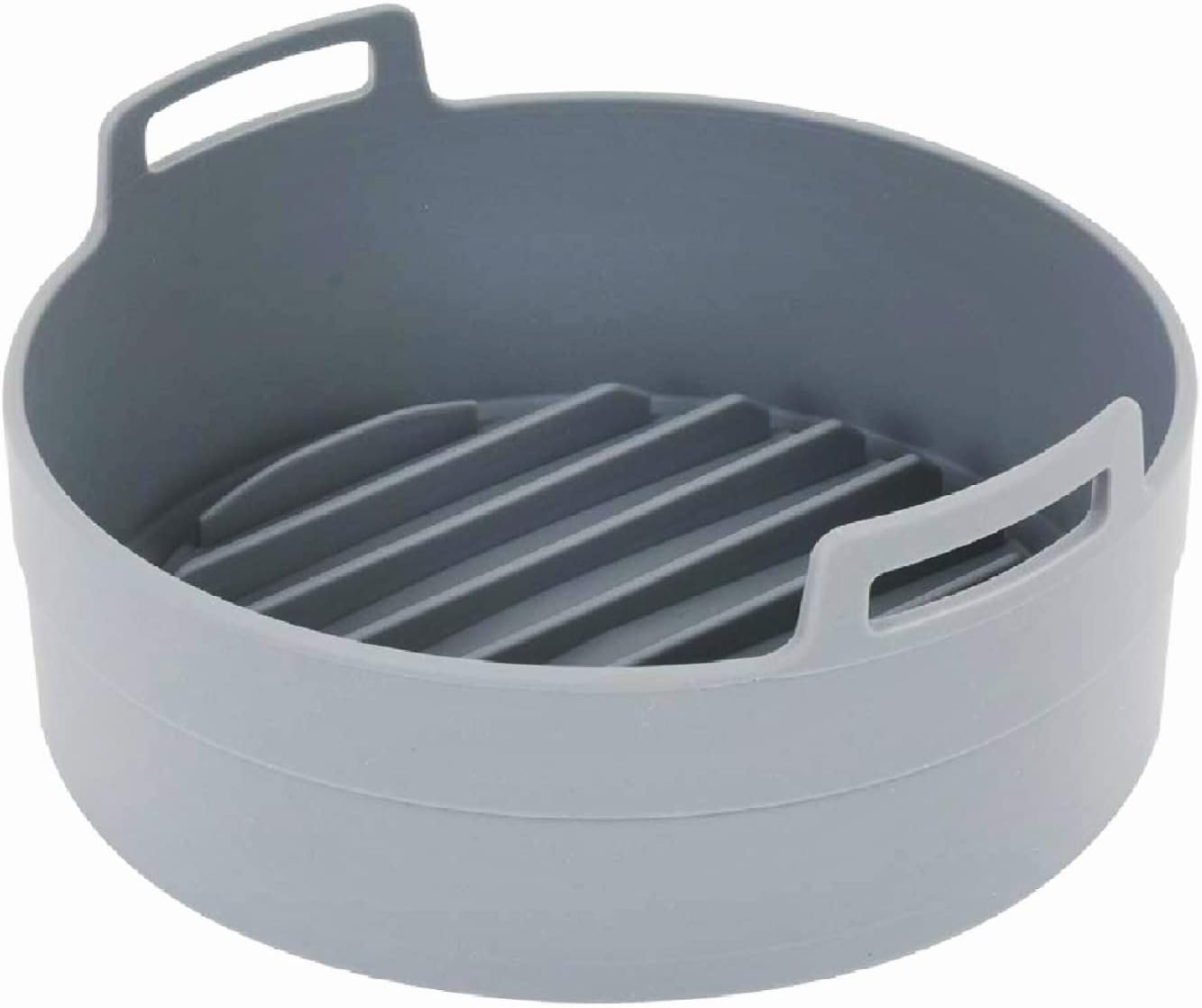 Premium Air Fryer Silicone Pot, Bowl, Basket | Food Safe Air Fryers Oven Accessories | Easy to Clean | Replacement of Parchment Liners | 6.3 inches in diameter, Gray