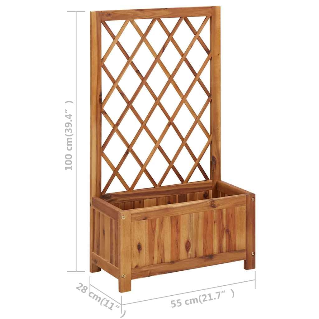 vidaXL Bois Massif d'Acacia Lit Surélevé de Jardin avec Treillis Jardinière Bac à Fleurs Pot de Plantes Lit de Plantation Balcon Extérieur