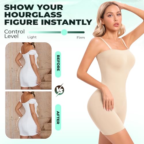Strapless Shapewear Bodysuit for Women Full Body Shapewear Tummy Control Seamless Snatched Shaper Under Dresses4