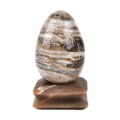 Image of AMOYSTONE Single Morocco Jasper Minerals Crystal Egg with Base for Home Decor Collect, Large Height 3.5-4 inch
