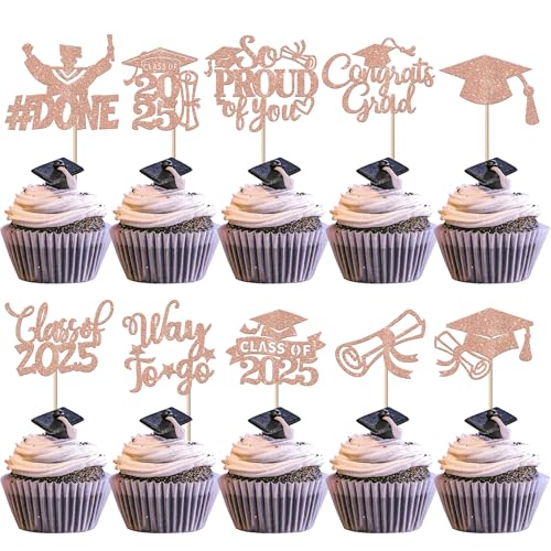30 unidades 2025 decoración para cupcakes de graduación So Proud of You Cupcake Toppers Class of 2025 decoración para tartas decoración de tartas para 2025 tema de graduación decoraciones para tartas