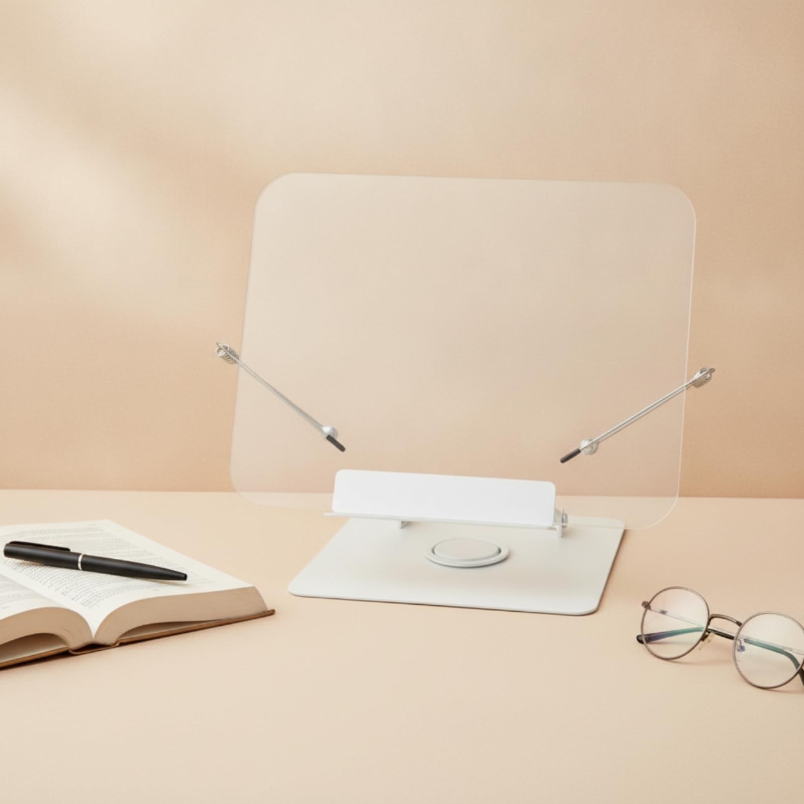 Atril con Panel Acrílico Giratorio Atril Mesa Ajustable Soporte para Lectores