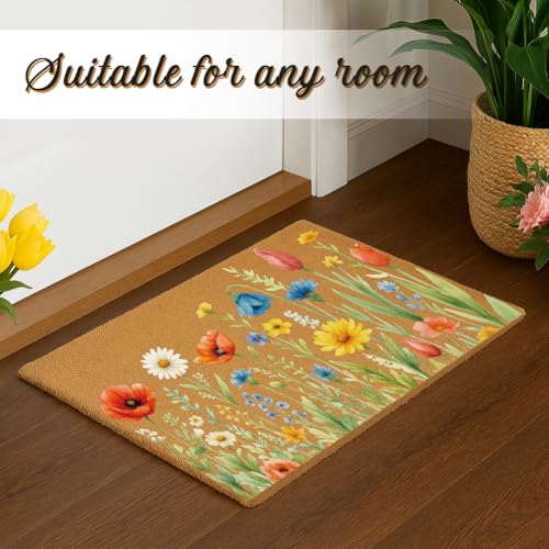 UNICRAFTALE Vintage Wildflower Türmatte Retro Florale Willkommensmatte rutschfeste Eingangsmatte Für Haustür Eingangsbereich Wohnung Badezimmer Dekor 43x76cm