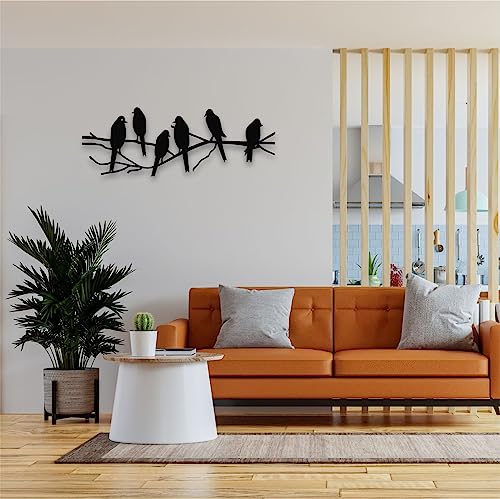 Image of Herrlich Homes Birds on Branch Metal Wall Decor | Nature Metal Wall Art (60cmx22cm) Black