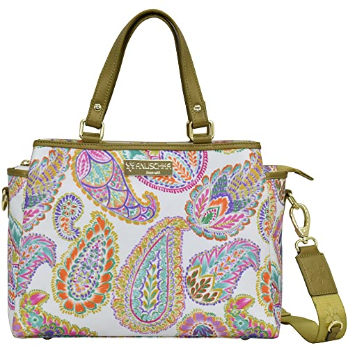Anuschka Wanderlust-Kollektion mit mehreren Fächern, Nylongewebe mit Lederbesatz und Kunstdruck, Boho Paisley, Einheitsgröße