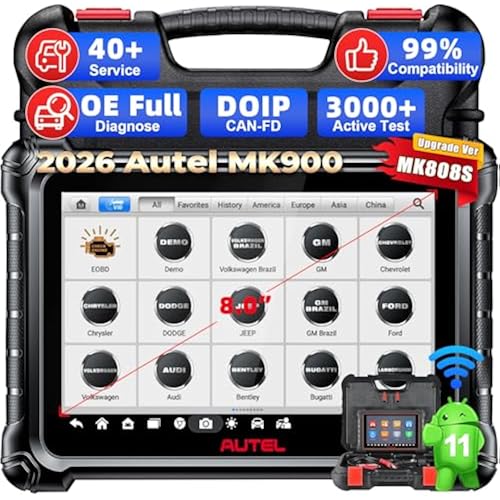Autel Scanner MaxiCOM MK900, OE All-System OBD2 Scanner & Bidirectional Tool, 8in Up of MK808S MK808BT MX808S MK808Z, 3000+ Active Tests, 40+ Service, CAN-FD&DOIP, Smart Auto VI-N, FCA Auto Auth 11OS