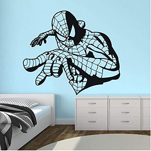 WANGSHUAIS Sticker mural noir et blanc pour chambre d'enfant, Spiderman décoratif, imperméable, vinyle mural, autocollant, 65 x 57 cm