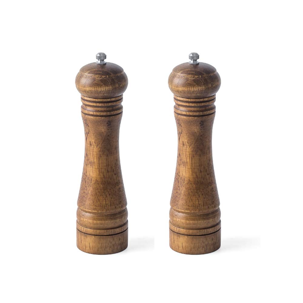 Młynek do soli i pieprzu, regulowany drewniany zestaw młynków do soli i pieprzu, ręczny młynek do soli i pieprzu z wirnikiem ceramicznym, 22 cm